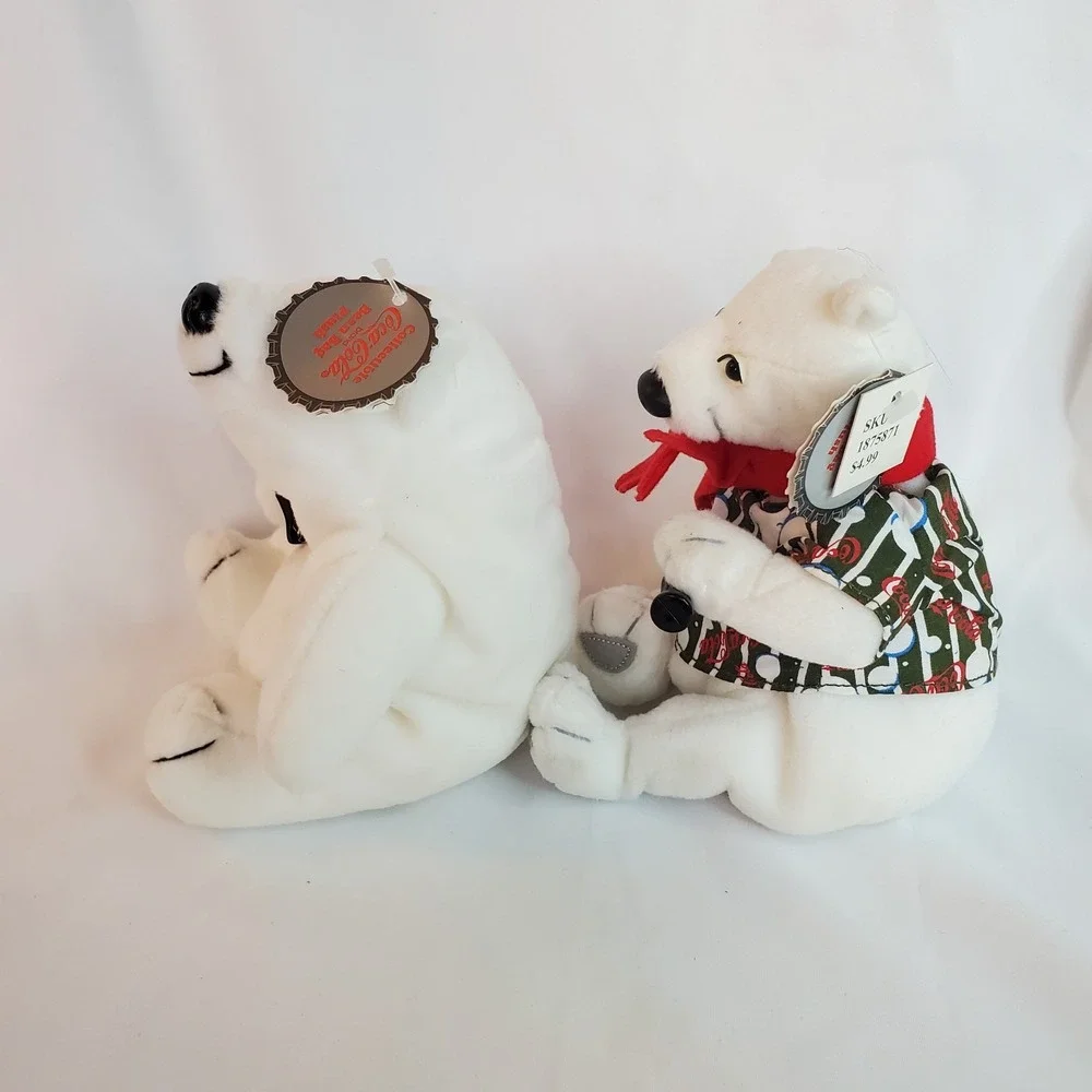 Lot of 2 Vintage COCA COLA Polar Bears Bean Bag Plush COLLECTIBLES‎ 90s
